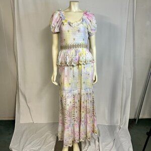 LoveShackFancy Kennedy Dress multi tie dye pattern size 4